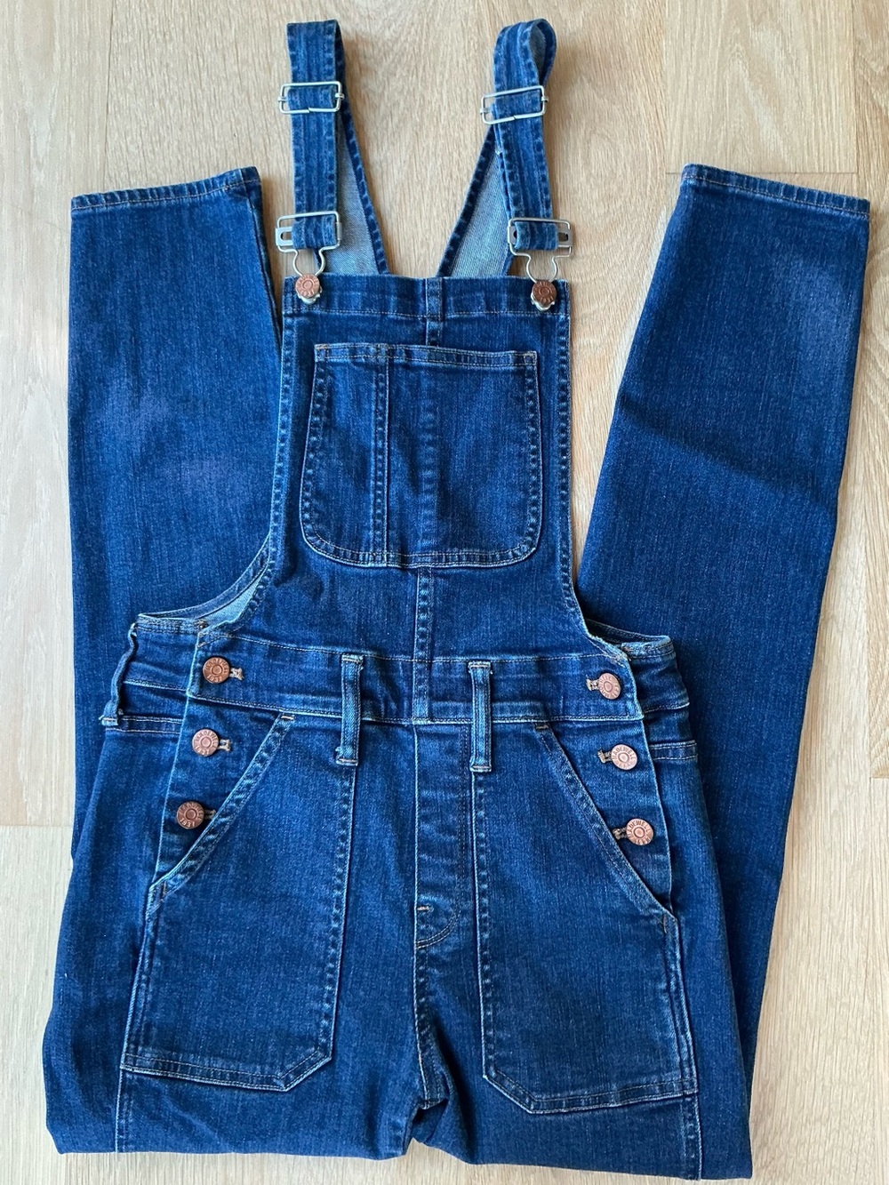 Madewell Medium Wash Classic Stretch Skinny Denim Overalls Size XS